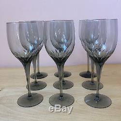 Vintage Orrefors Crystal Prelude Wine Glasses, Handcrafted, Set of 9 (Smoke)
