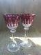 Vintage Pair (2) Saint Louis Crystal France Cut to Clear Tommy Ruby Wine Glass
