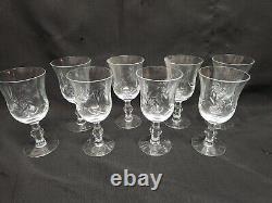 Vintage Pinwheel Starburst Clear Cut Crystal Glass Wine Glasses set of 8