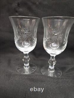 Vintage Pinwheel Starburst Clear Cut Crystal Glass Wine Glasses set of 8