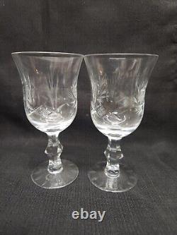 Vintage Pinwheel Starburst Clear Cut Crystal Glass Wine Glasses set of 8