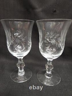 Vintage Pinwheel Starburst Clear Cut Crystal Glass Wine Glasses set of 8