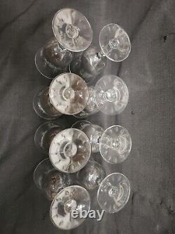 Vintage Pinwheel Starburst Clear Cut Crystal Glass Wine Glasses set of 8