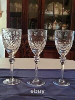 Vintage Rogaska Queen Cut Crystal Gallia Water Wine Glasses