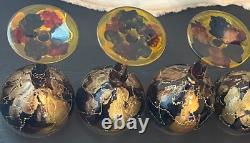 Vintage Royal Danube Hand Painted Crystal Wine Glasses (Romania) Set of 4