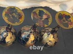 Vintage Royal Danube Hand Painted Crystal Wine Glasses (Romania) Set of 4