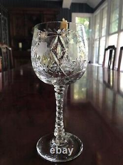 Vintage Set Of 11 Libbey Rock Sharpe Villars Etched Crystal Wine Glasses 7-1/2