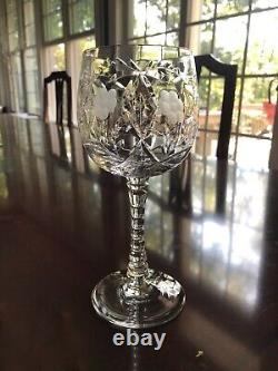 Vintage Set Of 11 Libbey Rock Sharpe Villars Etched Crystal Wine Glasses 7-1/2