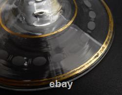 Vintage Set Of 4 Etched Floral Pattern Long Stem Gold Trim Hock Wine Goblets