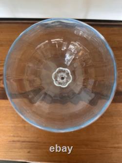 Vintage Set Of 4 Fostoria Wilma Blue Clear Crystal Magnum Balloon Wine Glasses