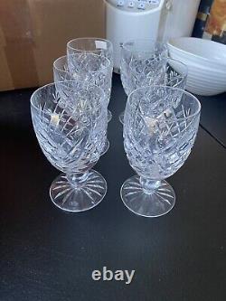 Vintage Set Of Six Waterford Crystal Donegal White Wine Glasses 5Tall