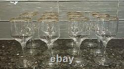 Vintage Set of 12 Crystal Gold Rim Wine Glasses 5 ounces Lenox