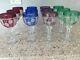 Vintage Set of 12 Multi-Color Cut-Crystal / Flowers Wine Glasses