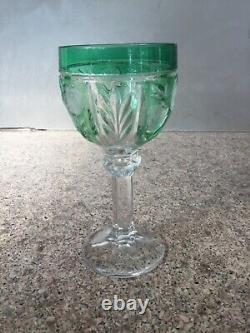 Vintage Set of 12 Multi-Color Cut-Crystal / Flowers Wine Glasses