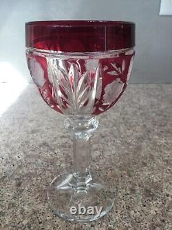 Vintage Set of 12 Multi-Color Cut-Crystal / Flowers Wine Glasses