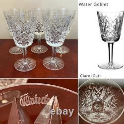 Vintage Set of 5 Vtg WATERFORD CRYSTAL Clare 6-7/8 Water Goblets/Wine Glasses
