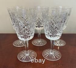Vintage Set of 5 Vtg WATERFORD CRYSTAL Clare 6-7/8 Water Goblets/Wine Glasses