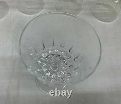 Vintage Set of 9 Etched Lead Crystal Wine Glasses