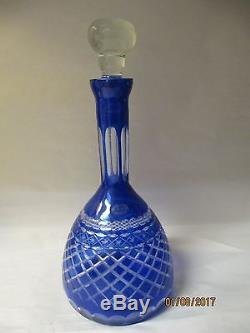 Vintage Sorelle Cobalt Cut to Clear Wine Decanter with 4 Glasses