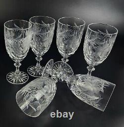 Vintage Stunning Cut-Crystal Water/Wine Glasses Resemble Nachtmann Traube 6