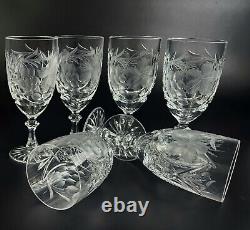 Vintage Stunning Cut-Crystal Water/Wine Glasses Resemble Nachtmann Traube 6