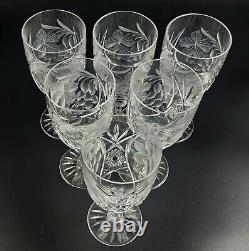 Vintage Stunning Cut-Crystal Water/Wine Glasses Resemble Nachtmann Traube 6