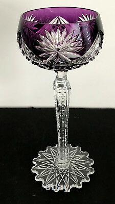 Vintage Val St Lambert Amethyst Plum Cased To Clear Crystal Wine Goblet