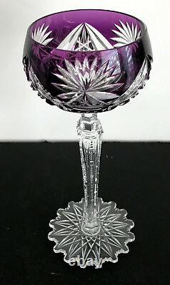 Vintage Val St Lambert Amethyst Plum Cased To Clear Crystal Wine Goblet