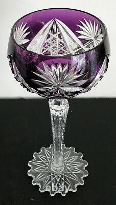 Vintage Val St Lambert Amethyst Plum Cased To Clear Crystal Wine Goblet