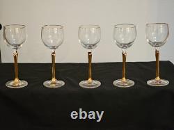 Vintage Versailles Bohemia Crystal Gold Stem Gold Rim Wine Glasses Set of 12