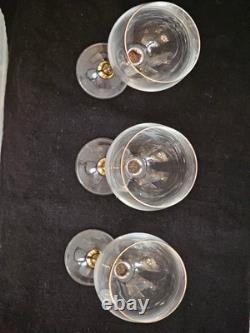 Vintage Versailles Bohemia Crystal Gold Stem Gold Rim Wine Glasses Set of 12