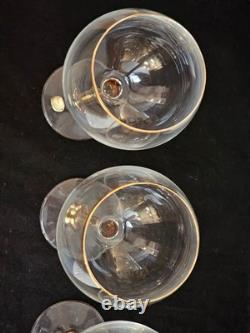Vintage Versailles Bohemia Crystal Gold Stem Gold Rim Wine Glasses Set of 12