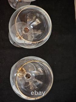 Vintage Versailles Bohemia Crystal Gold Stem Gold Rim Wine Glasses Set of 12
