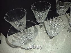 Vintage W. M. Dalton French Wine Glass 6 Sunburst Pattern Set of 8 Crystal MINT