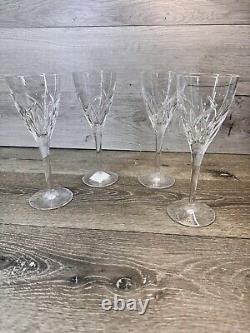 Vintage Waterford Merrill Cut 6 Oz Crystal Wine Glass 8-3/8 Set Of 4