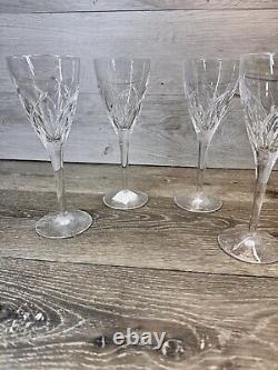 Vintage Waterford Merrill Cut 6 Oz Crystal Wine Glass 8-3/8 Set Of 4