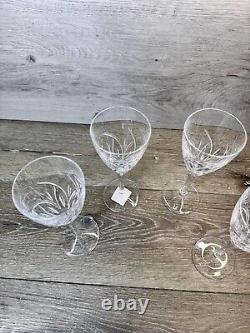 Vintage Waterford Merrill Cut 6 Oz Crystal Wine Glass 8-3/8 Set Of 4