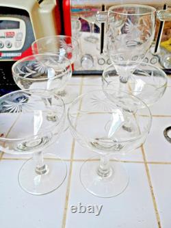 Vintage etched crystal wine & cocktail glasses