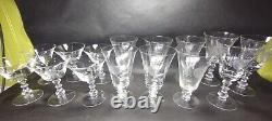 Vintage fostoria crystal etched rose wine glass/ champagne glass Set Of 15