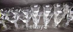 Vintage fostoria crystal etched rose wine glass/ champagne glass Set Of 15