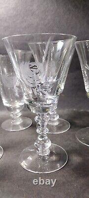 Vintage fostoria crystal etched rose wine glass/ champagne glass Set Of 15