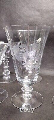 Vintage fostoria crystal etched rose wine glass/ champagne glass Set Of 15