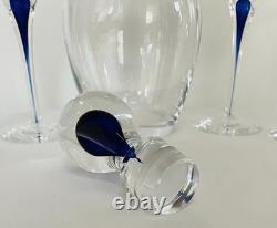 Vintage orrefors Crystal Intermezzo Blue Decanter & 6 Wine Glasses