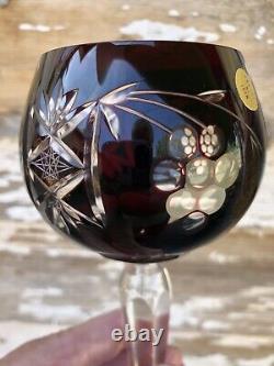 Vintage ruby crystal wine glasses hand cut