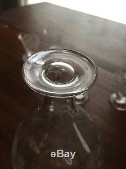 Vtg Baccarat Crystal France ELISABETH MILLIFIORE Decanter & 10 Wine Glasses Set