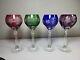 Vtg Bohemian Czech Crystal Hock Wine Glasses Set 4 Goblets Cut to Clear Crystal