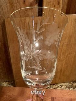 Vtg Colony Danube Etched Wine Goblets Set Of 12 w Wheat & Berries Patten. MINT