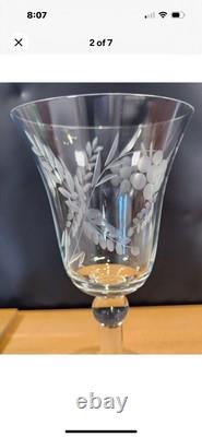 Vtg Colony Danube Etched Wine Goblets Set Of 12 w Wheat & Berries Patten. MINT