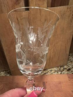 Vtg Colony Danube Etched Wine Goblets Set Of 12 w Wheat & Berries Patten. MINT