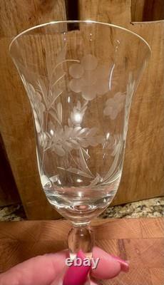 Vtg Colony Danube Etched Wine Goblets Set Of 12 w Wheat & Berries Patten. MINT